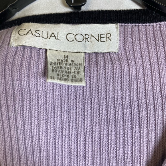 Casual Corner Lavender V-Neck Cardigan Vintage Preppy Cottagecore Y2K - Picture 6 of 14